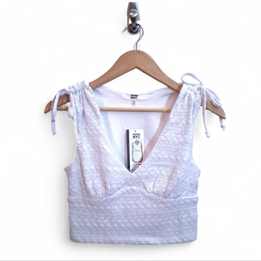 Madden NYC Crochet Top, White, Size Juniors XS